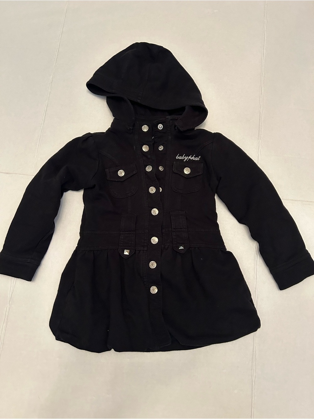 Baby Phat Black Hooded Girls' Button-Front Coat